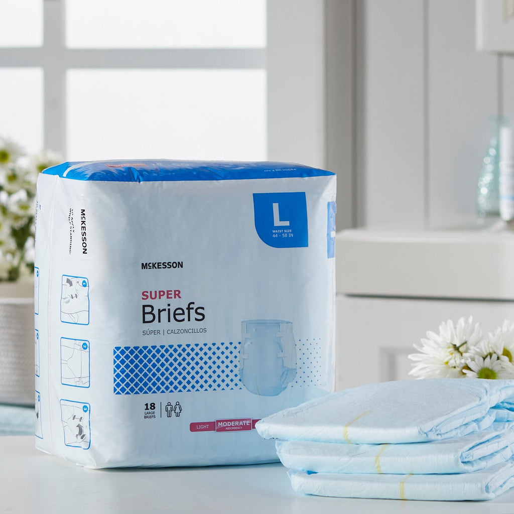 McKesson Super Moderate Absorbency Incontinence Briefs, Large BR30644
