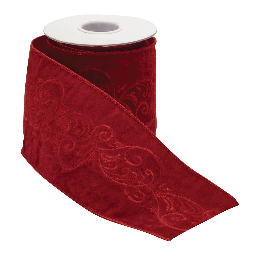 Ornate Embroidered Wired Ribbon 4" x 5 Yds.