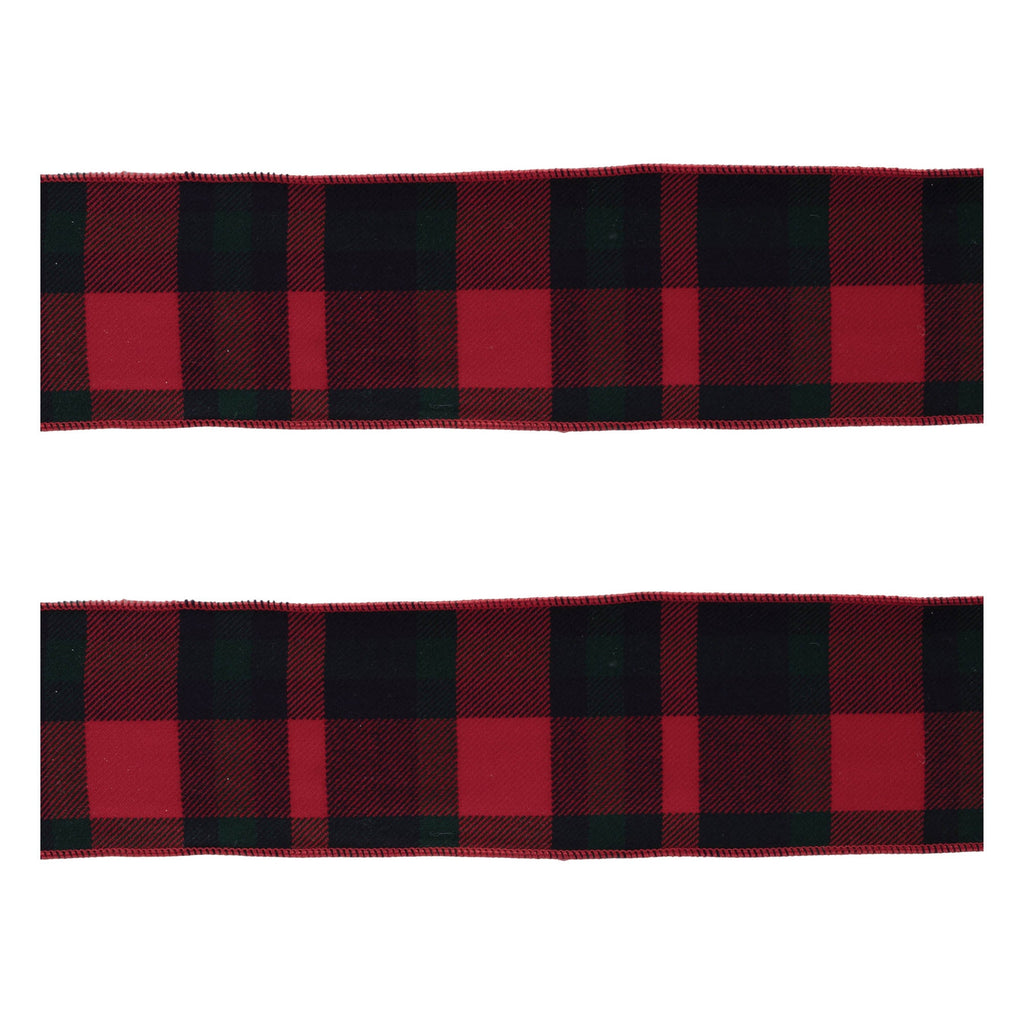 Red and Black Plaid Wired Ribbon (Set of 2)