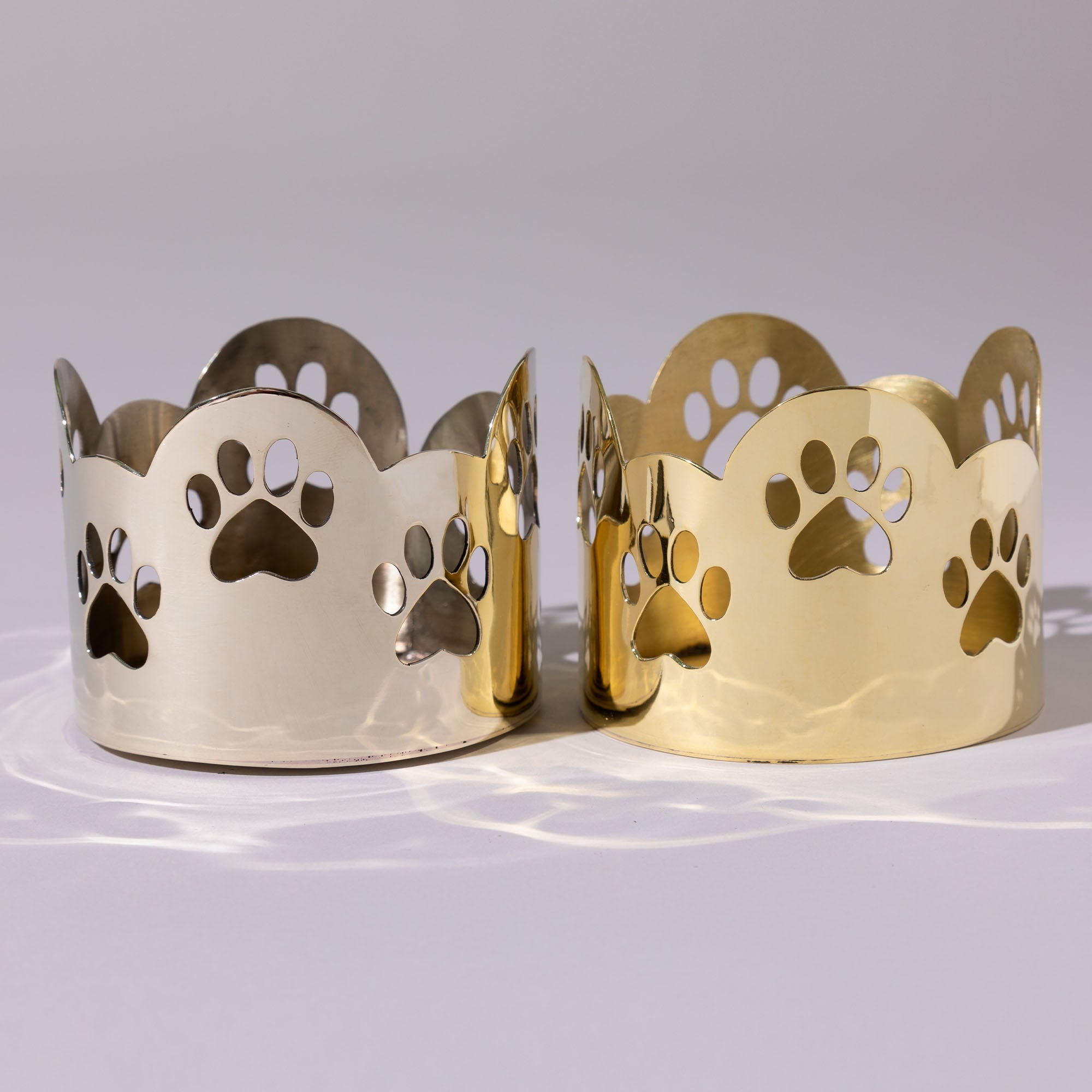 Paw Print Mixed Metal Candle Holder - Handcrafted GreaterGood Home Accent