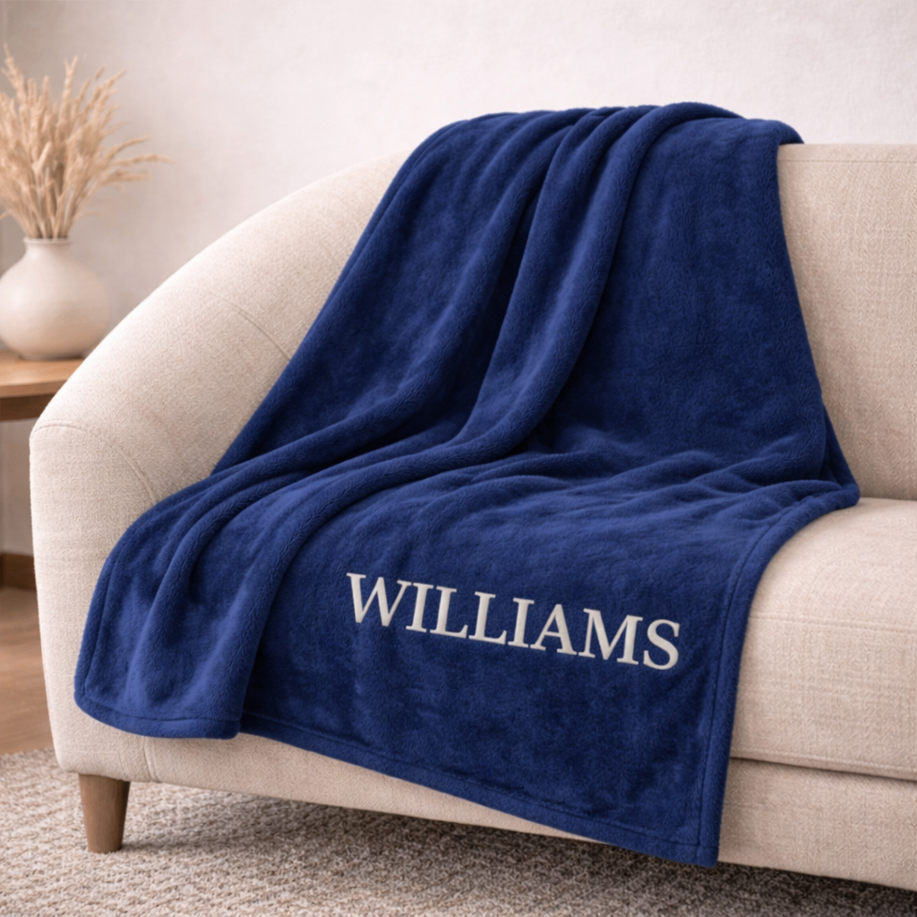 Personalized Embroidered Fleece Blanket – Custom Wedding & Couple Gift