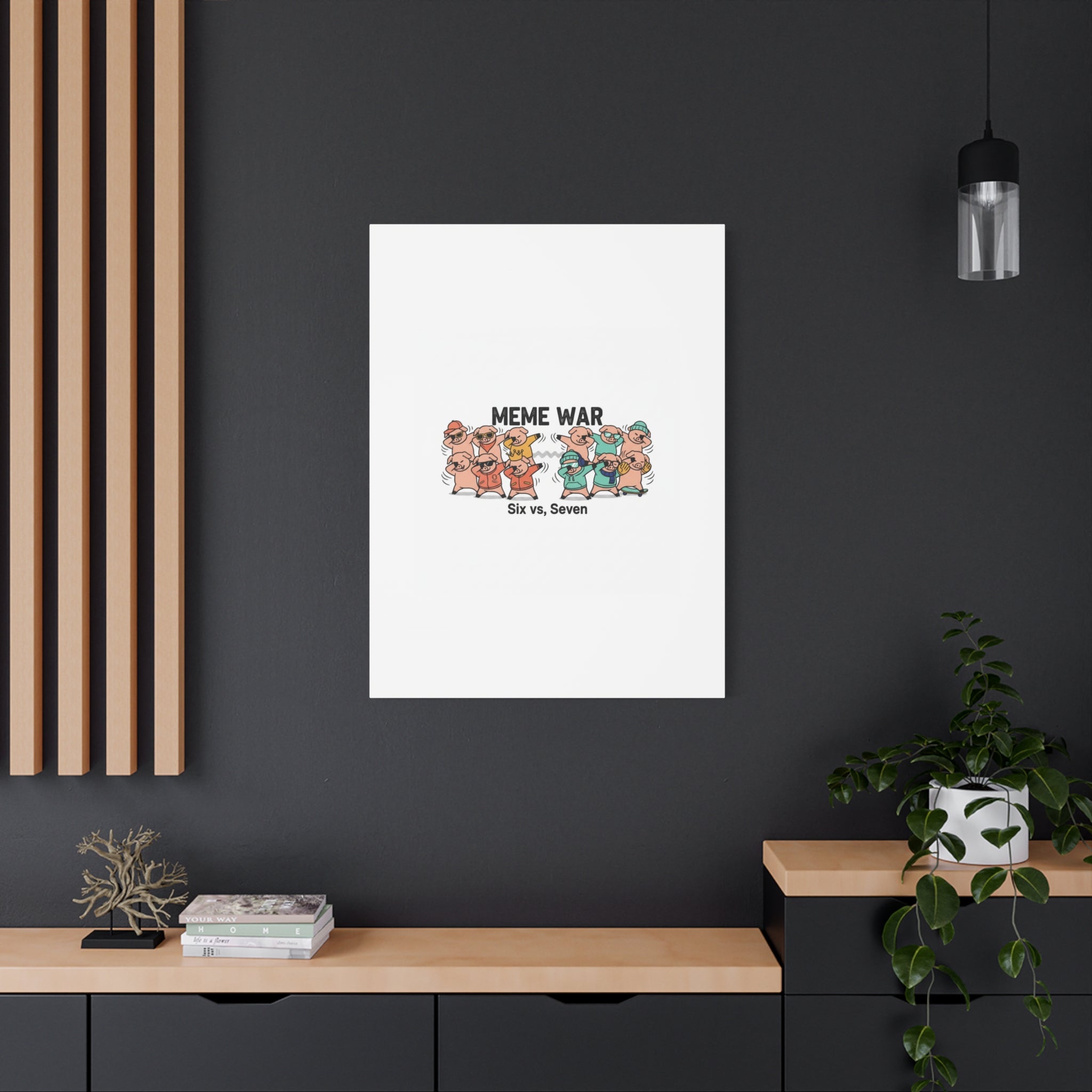 Meme War: Six vs. Seven Canvas Wall Art