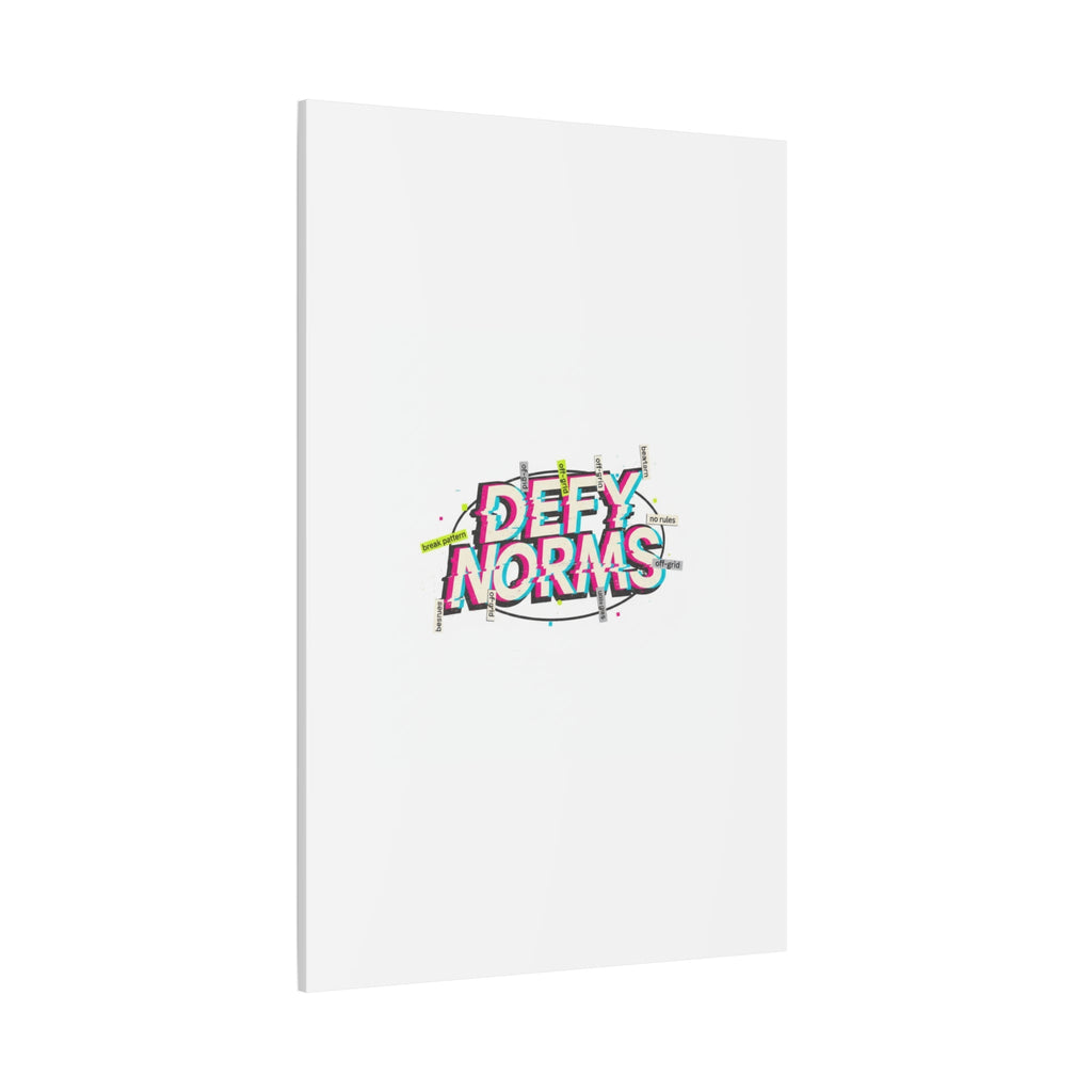 Defy Norms Canvas, Anti-Aesthetic Glitch Typography, Brutalist Poster Style