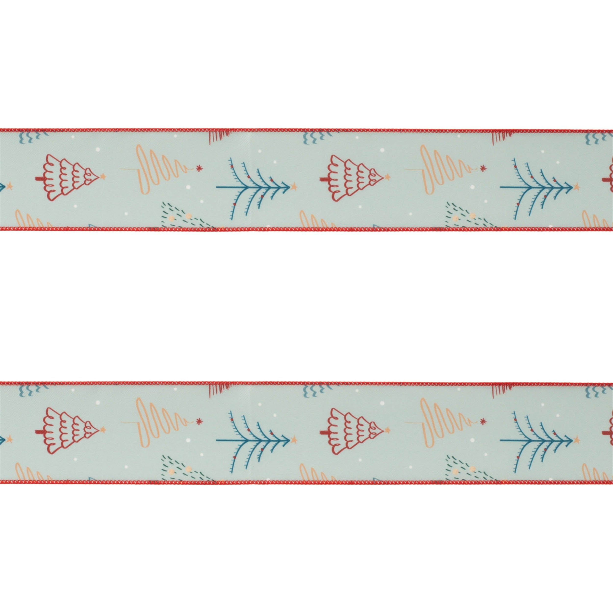 Christmas Tree Print Wired Ribbon (Set of 2)
