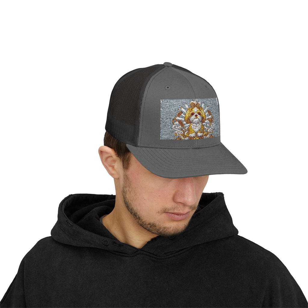Trucker Cap — Gold Floral Mandala Patch Snapback