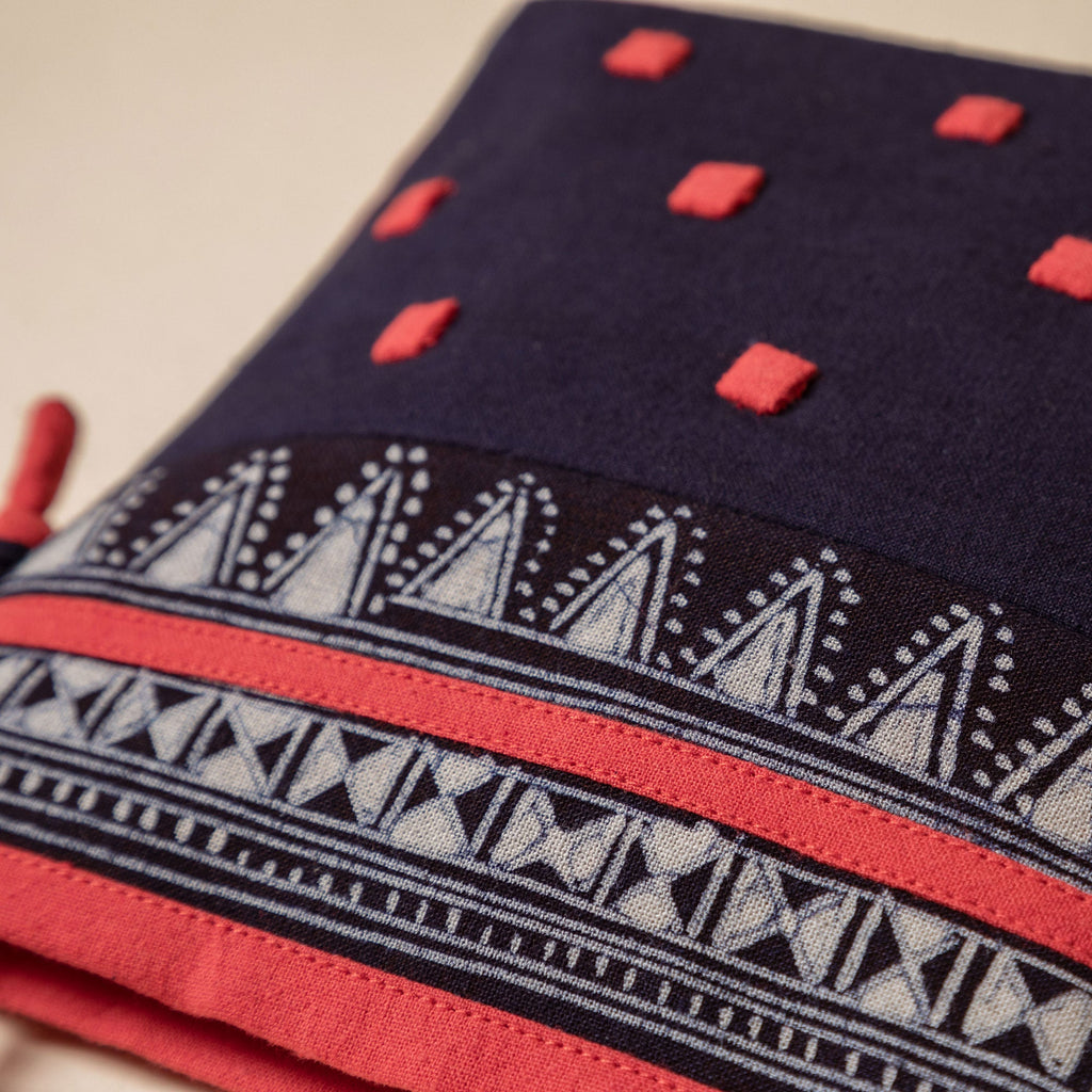 Hmong Batik Cotton Crossbody Bag with Hand Embroidered Accents
