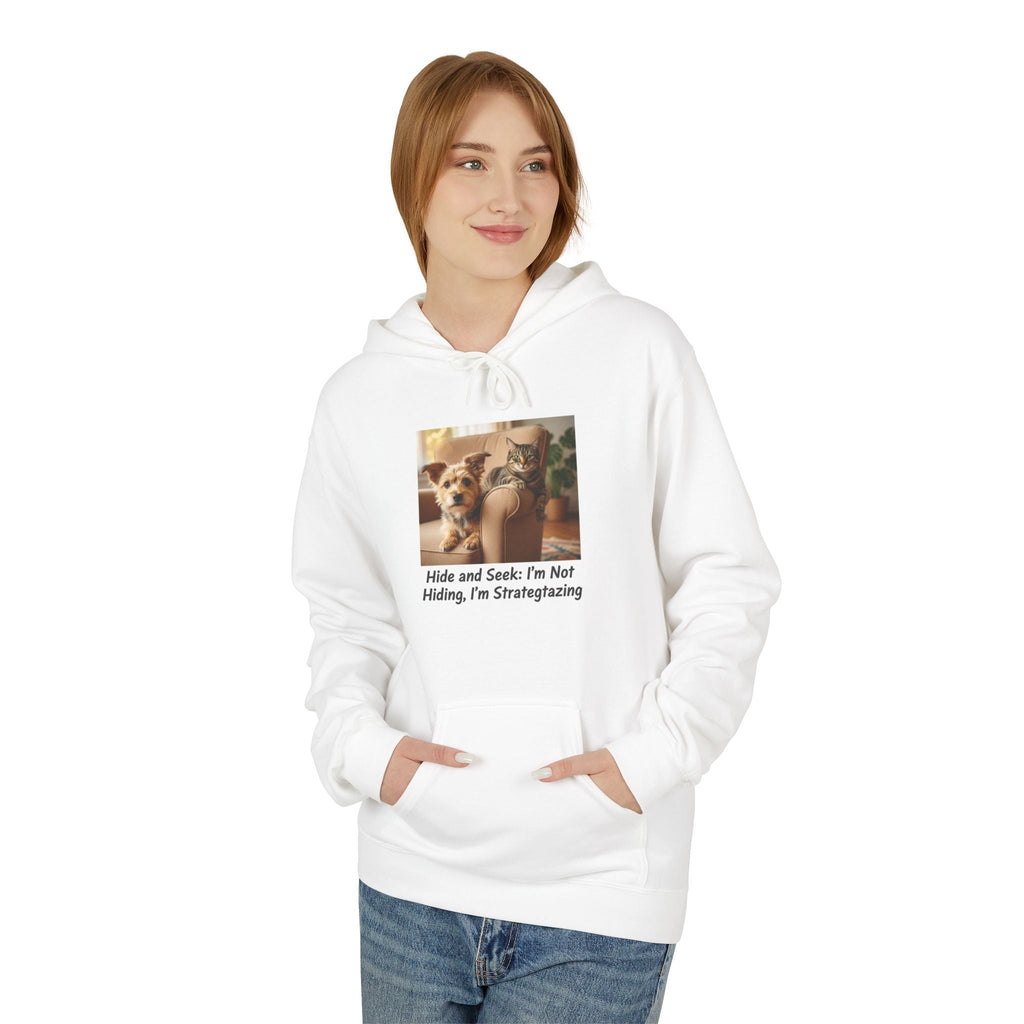 Cute Dog Meme Hoodie — "Hide and Seek; I’m Not Hiding, I’m Strategizing"