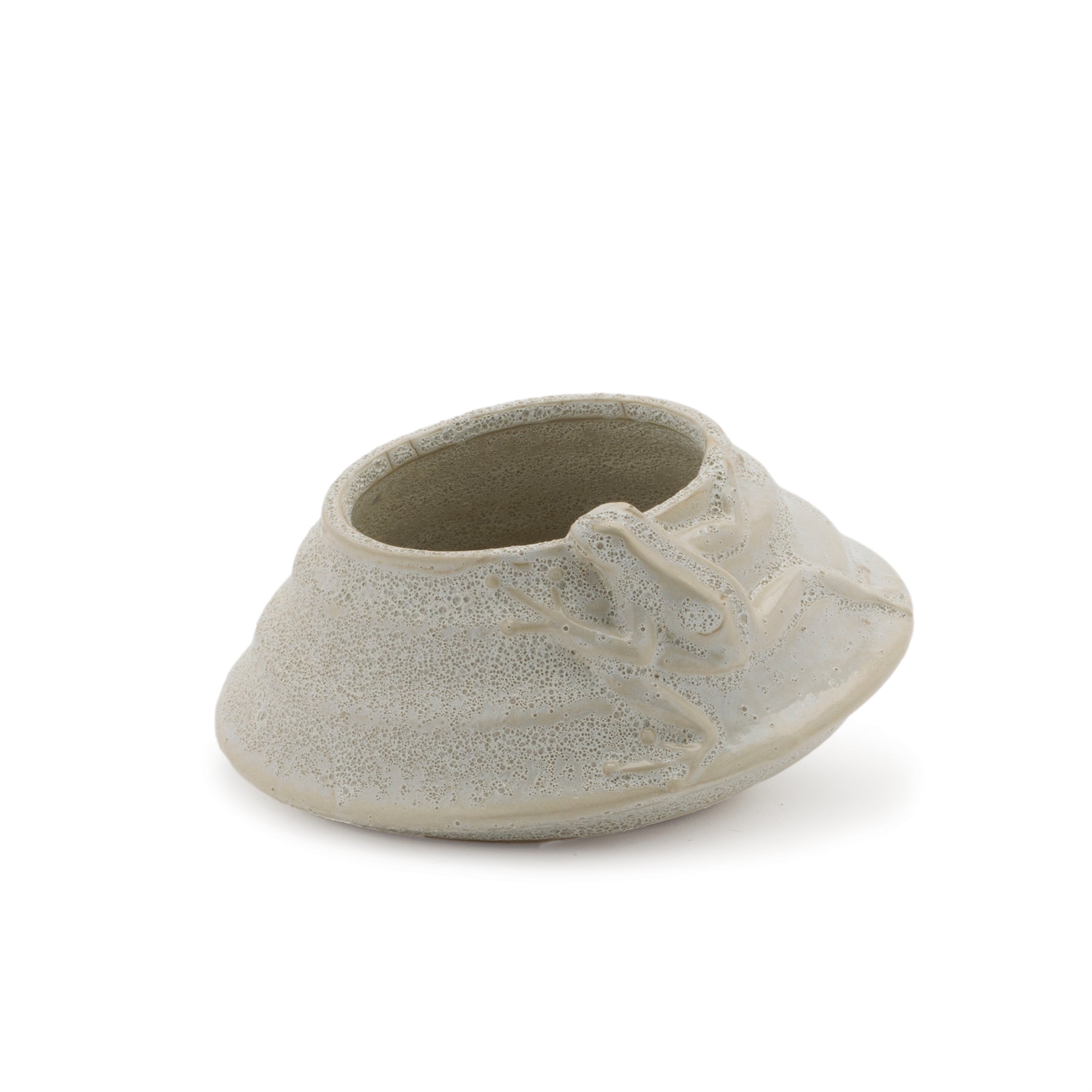 Round Porcelain Planter with Frog (Set of 2)