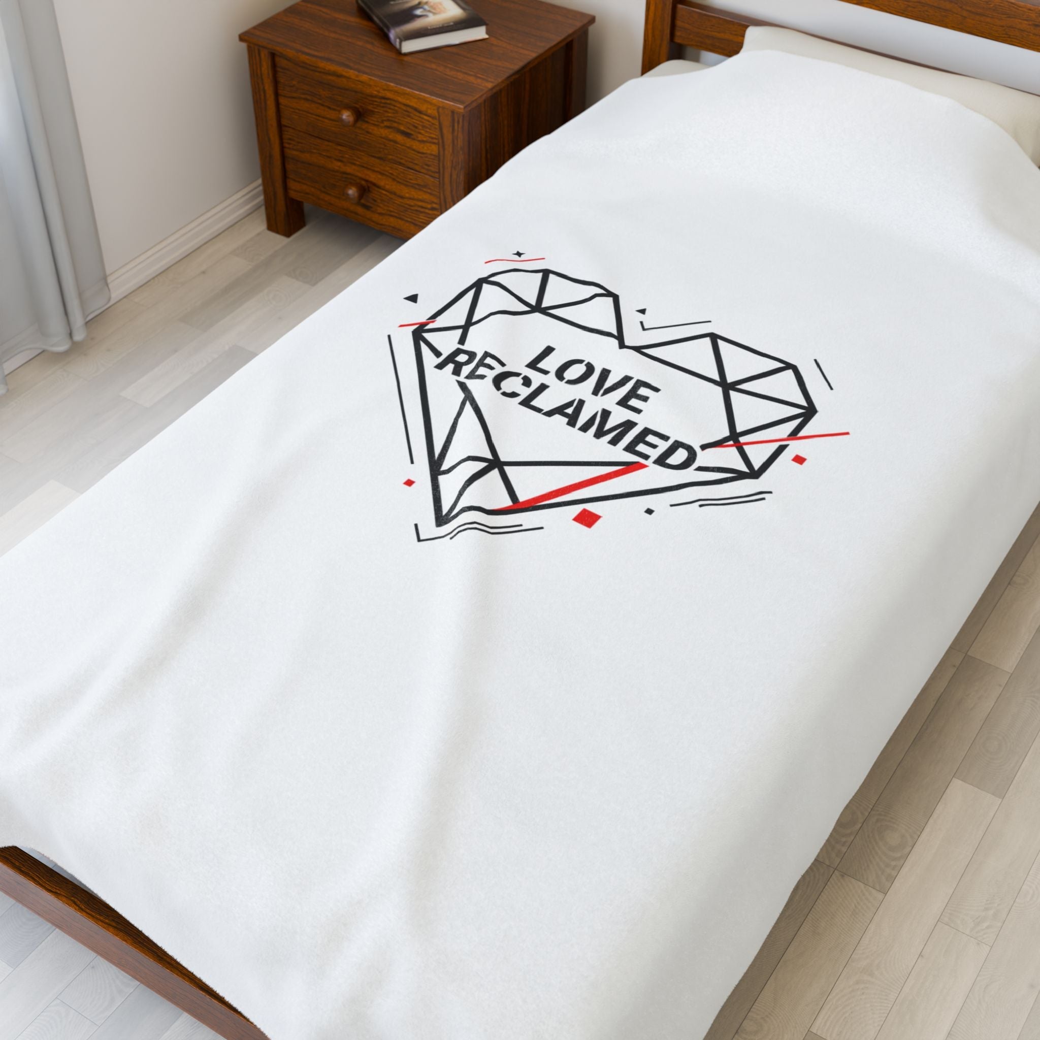 Love Reclaimed Geometric Heart Velveteen Blanket | modern heart, minimalist love icon
