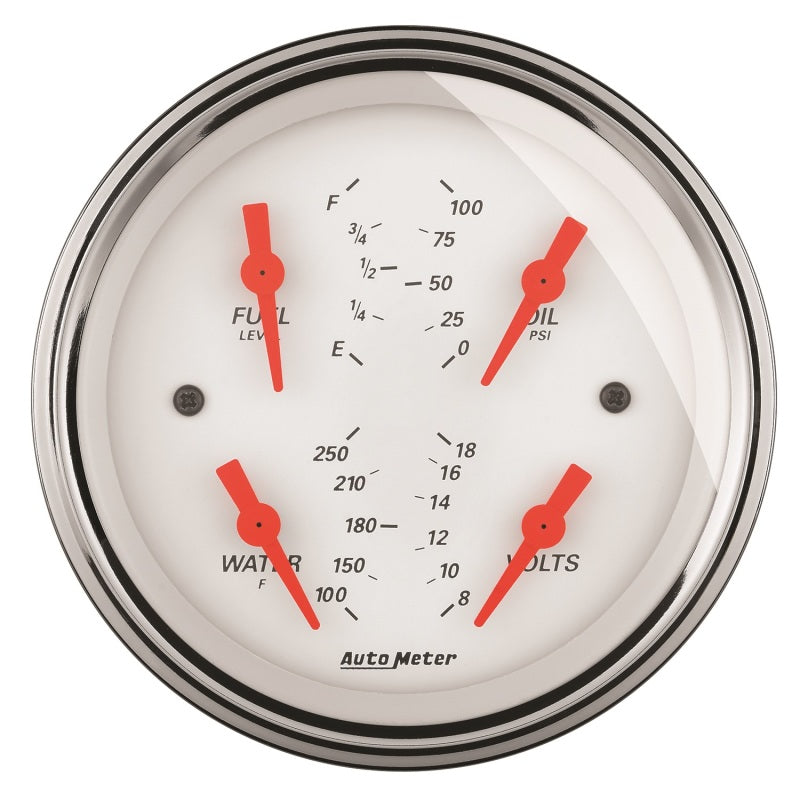 AutoMeter Gauge Quad 3-3/8in. 0 Ohm(e) to 90 Ohm(f)Elec Arctic White 1314