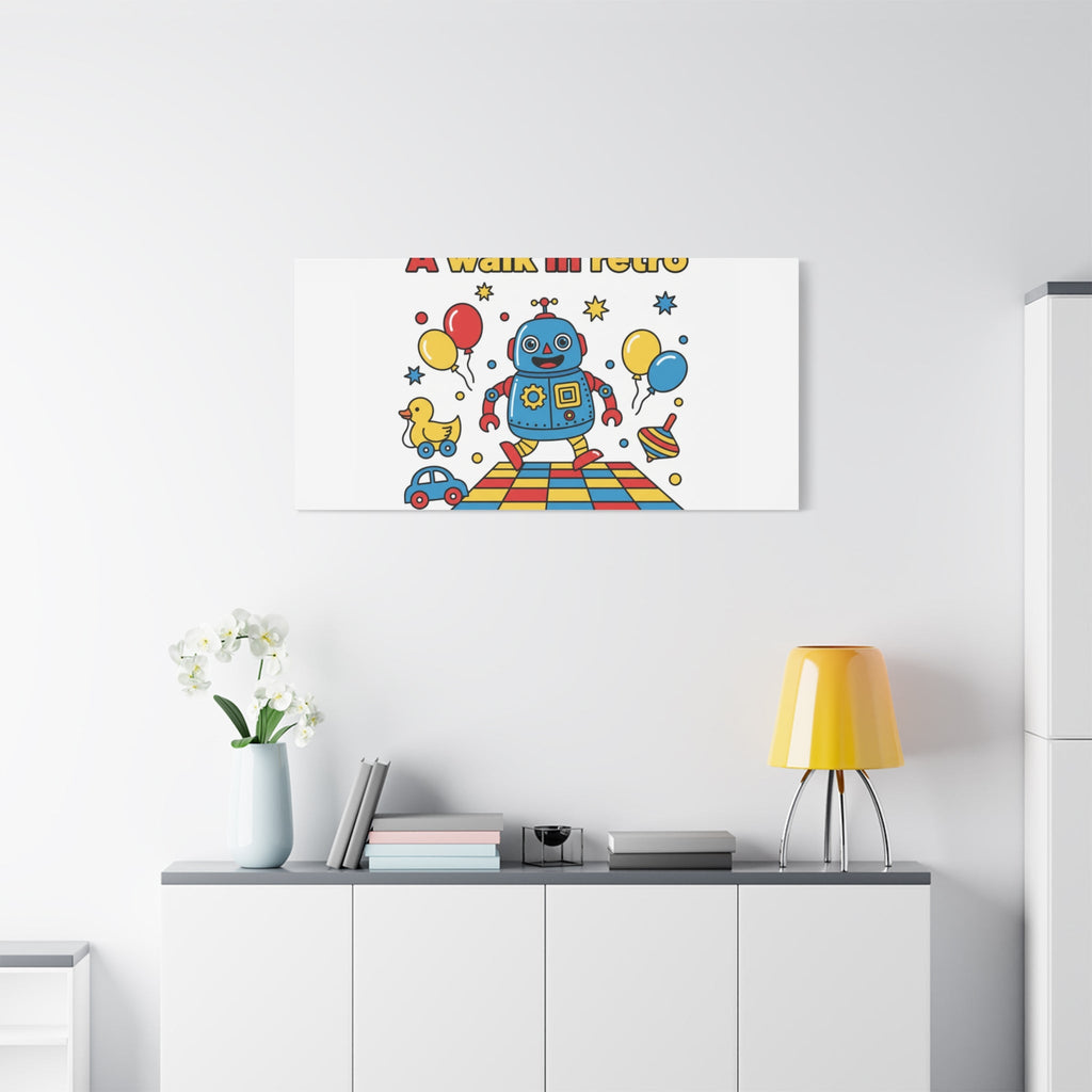 Retro Toy Robot Canvas | Throwback Kid, Primary Color Nostalgia