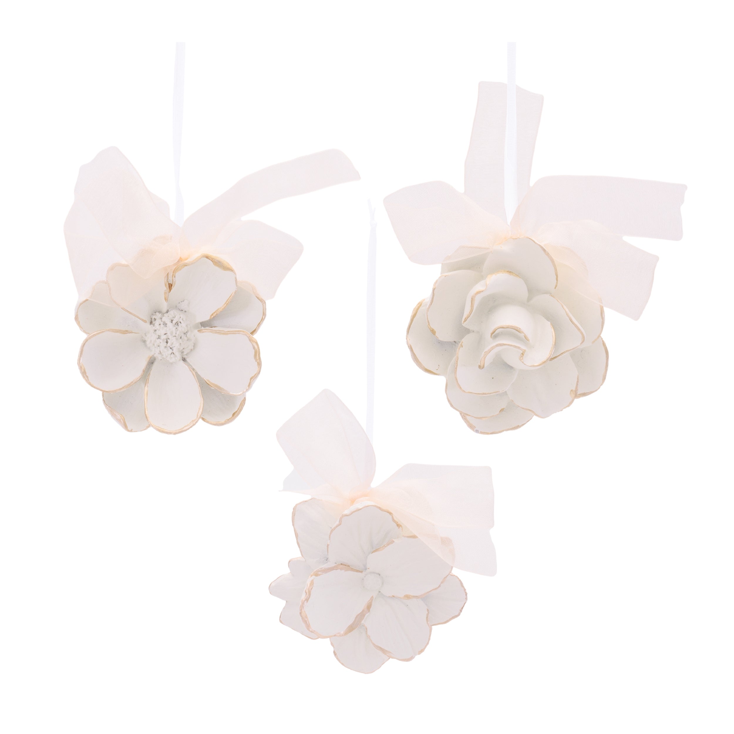 Floral Resin Ornament Set of 6