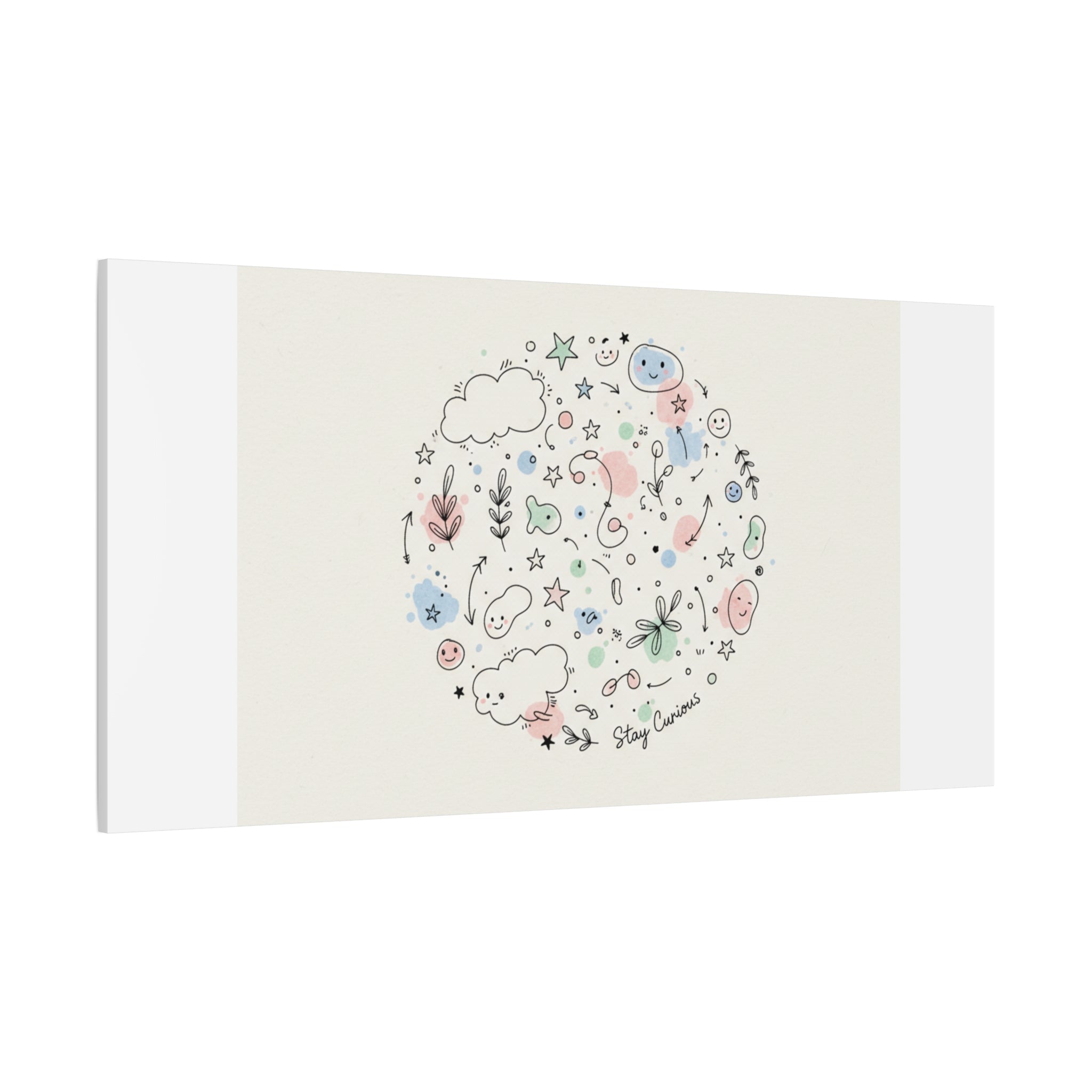 Doodle Circle Line Drawing Matte Canvas, Hand-Drawn Sketch Art