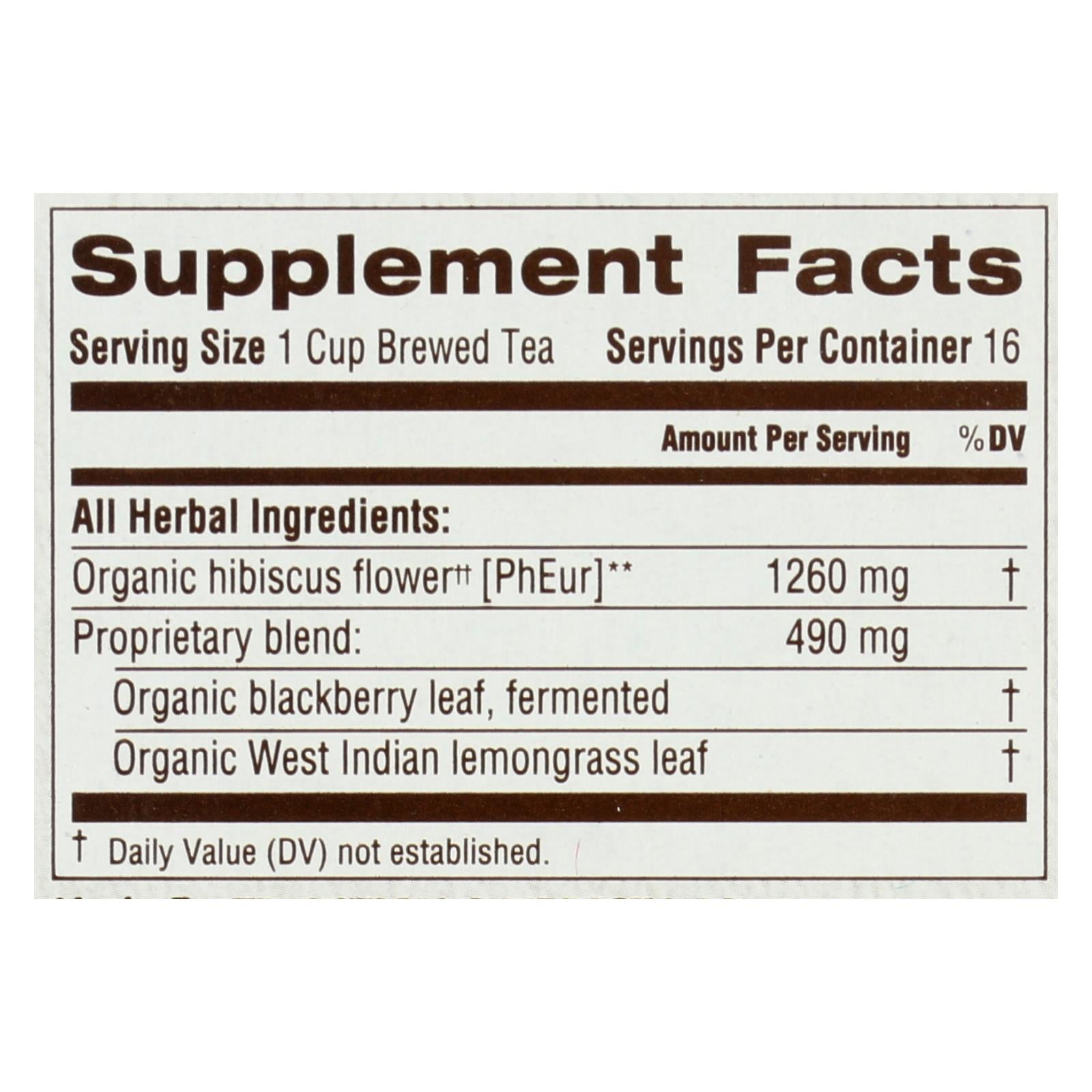 Traditional Medicinals Hibiscus Herbal Tea, Calming Relaxation,  (Pack of 6, 16 Bags)
