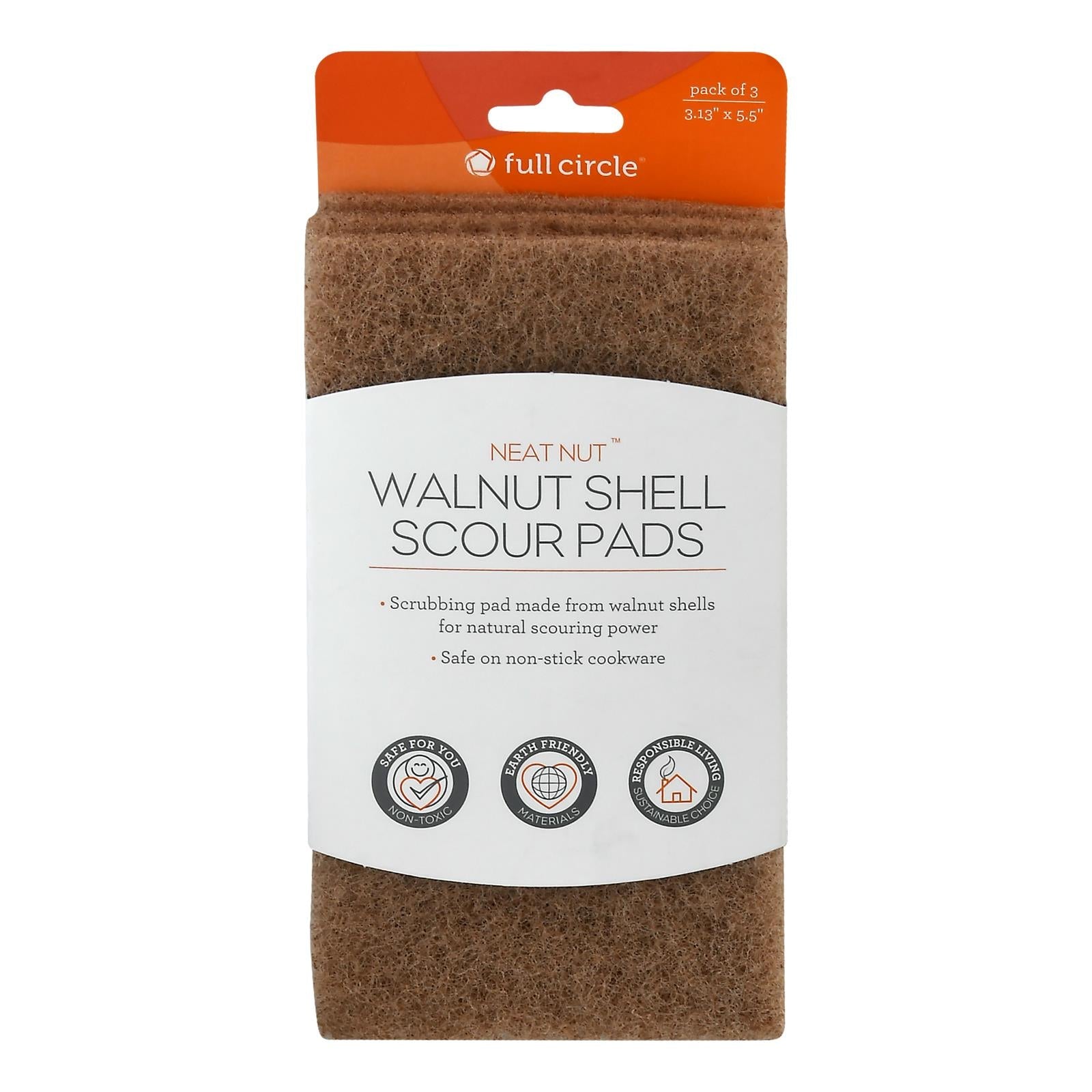 Full Circle Home Neat Nut Walnut Scour Pads (3 ct., Case of 6)