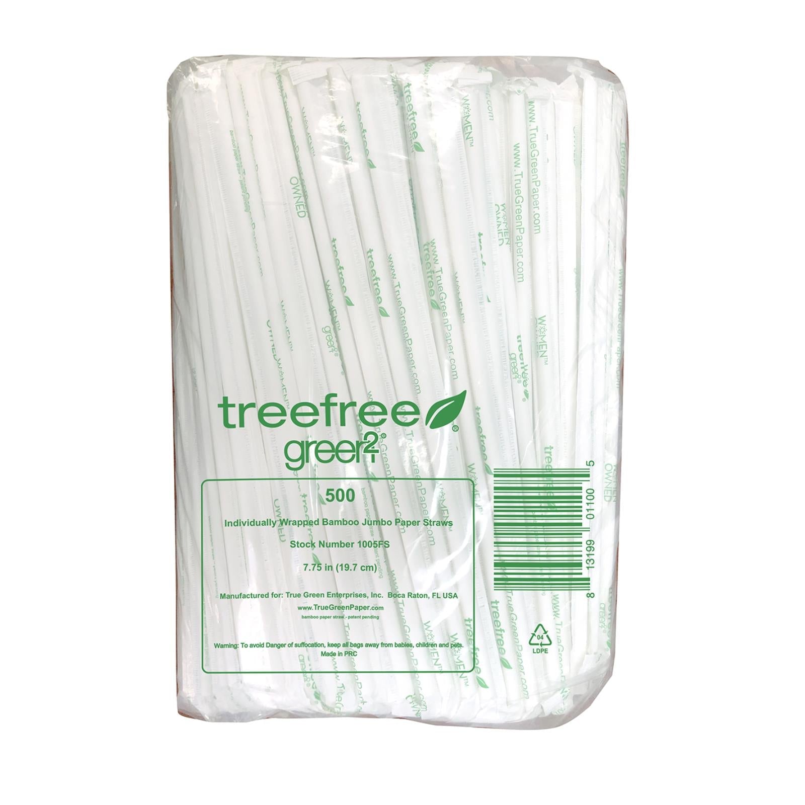 Green 2 500 Count Eco-Friendly Bamboo Paper Jumbo Straws - Case of 12