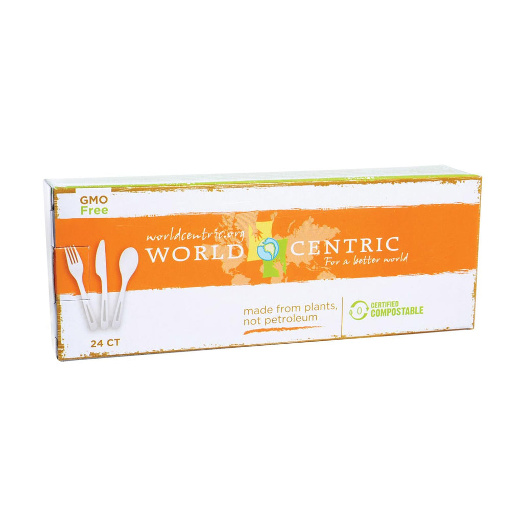World Centric Compostable Flatware Made from Assorted Corn Starch (Pack of 12 - 24ct)