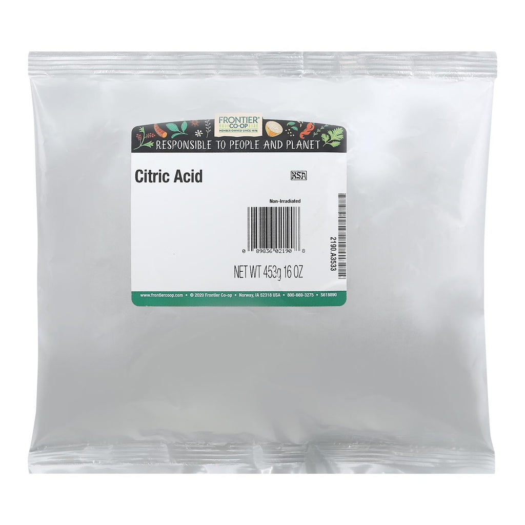 Frontier Herb Citric Acid - Pure Granulated Lemon Crystals - Baking Essential - Preservative - 1 lb