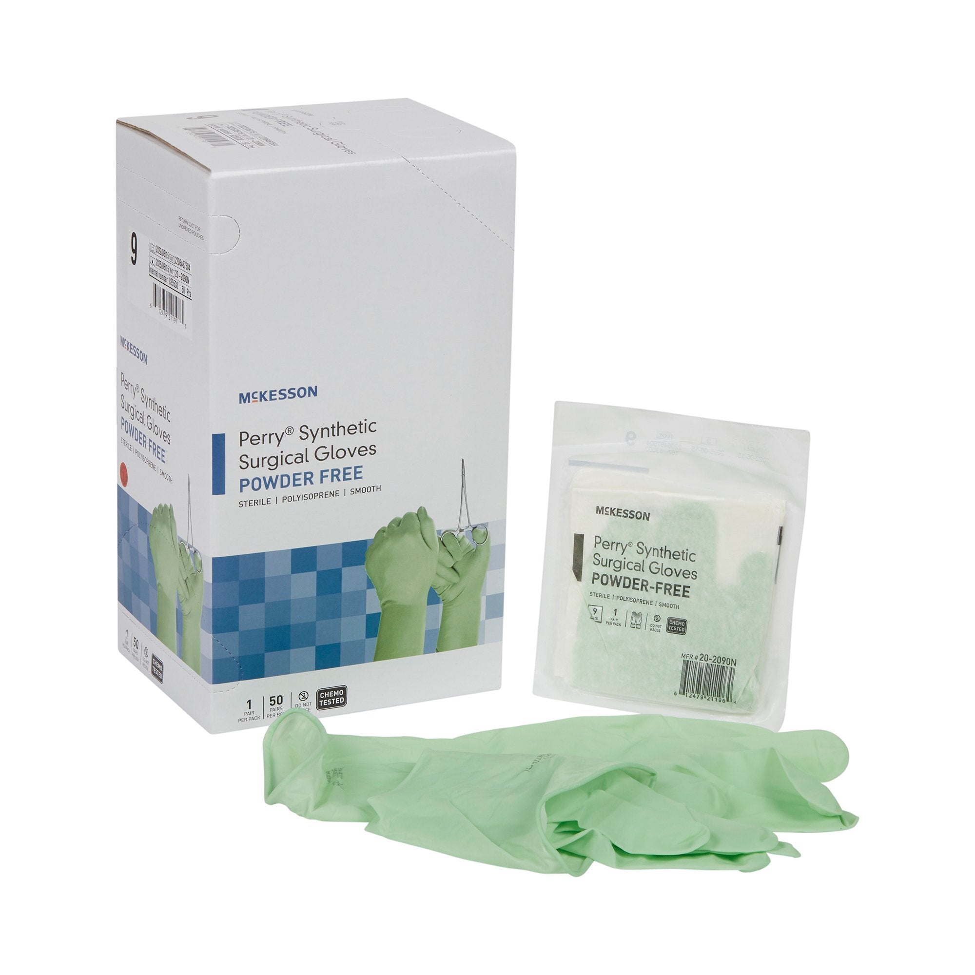McKesson Perry® Performance Plus Polyisoprene Surgical Glove, Size 9, Green 20-2090N
