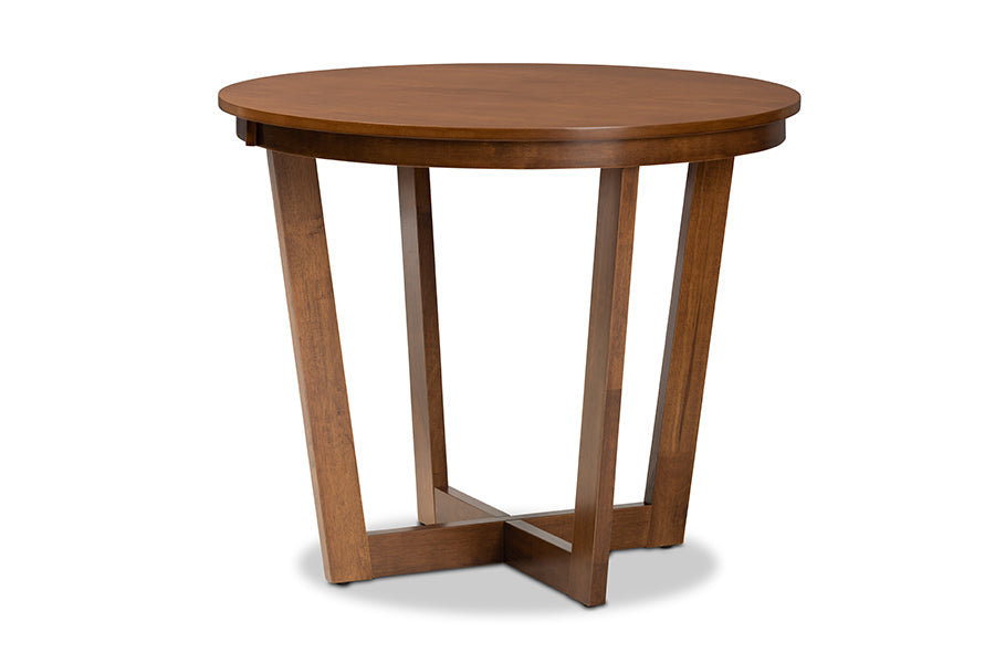 Baxton Studio Aggie Modern and Contemporary Grey Fabric Upholstered and Walnut Brown Finished Wood 5-Piece Dining Set