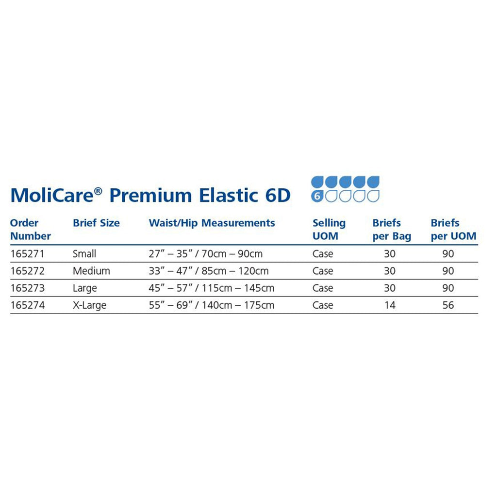 MoliCare® Premium Elastic 6 Drop Absorbency Incontinence Briefs, Large 165273
