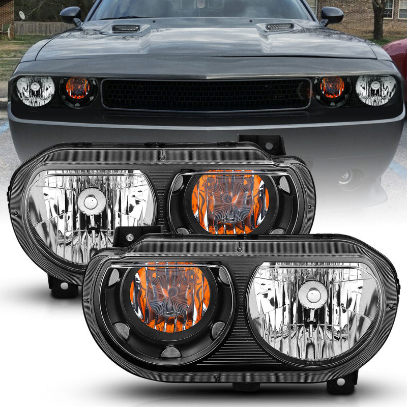 Anzo  2008-2014 Dodge Challenger Crystal Headlights Black