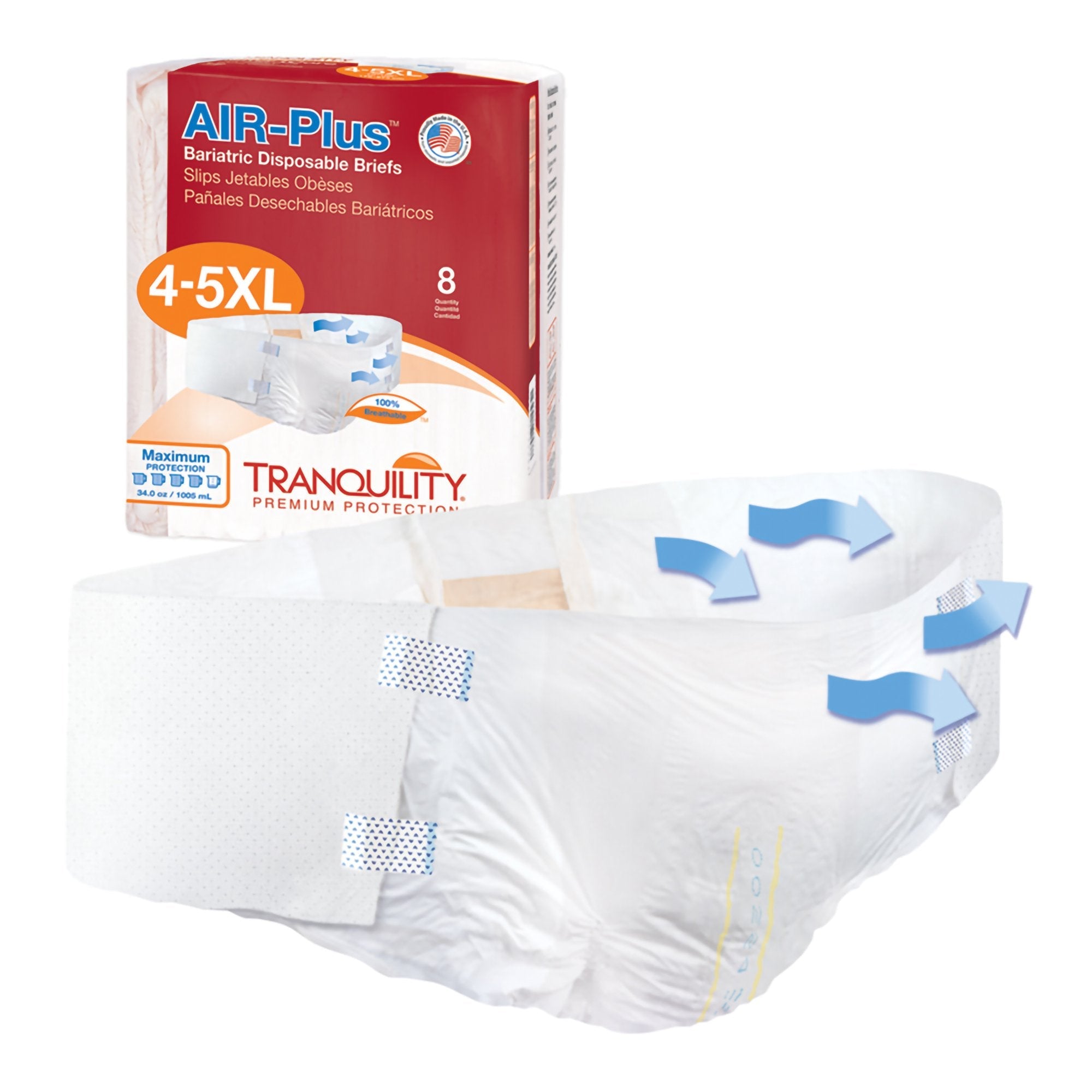 Tranquility® AIR-Plus™ Maximum Protection Bariatric Incontinence Brief 2195
