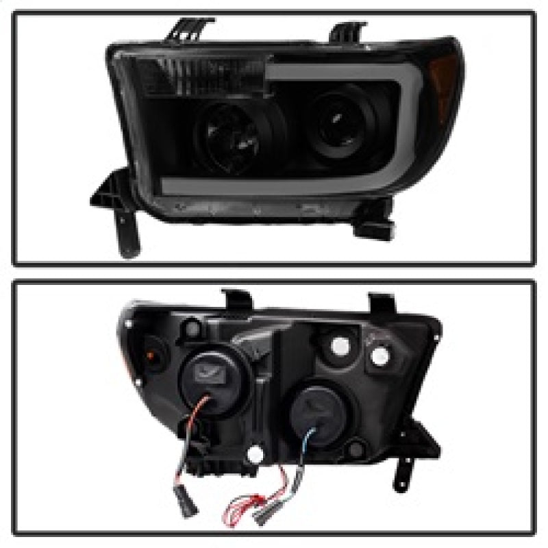 SPYDER Xtune Toyota Tundra 07-13 LED Light Bar Projector Headlights Black Smoked PRO-JH-TTU07-LED-BSM 9030413