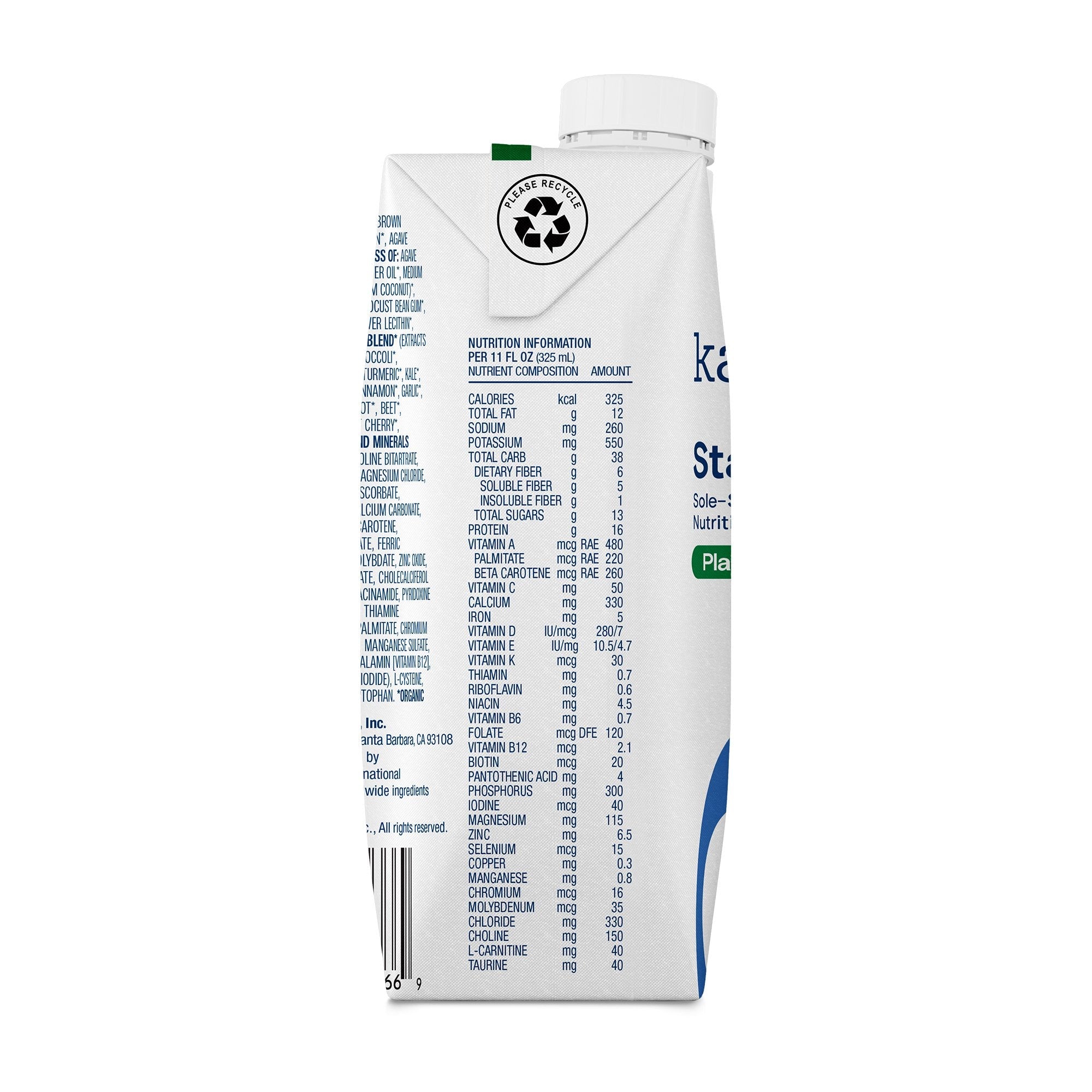 Kate Farms® Standard 1.0 Sole-Source Nutrition Formula, 11-ounce carton 851823006676