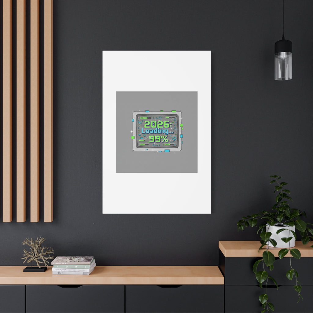 2026 Loading 99% Canvas | NYE countdown, retro system interface