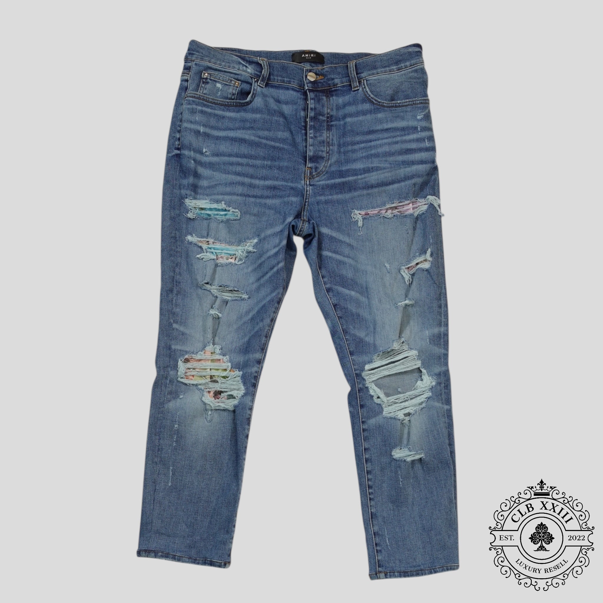 Amiri Palm Tree Patch Jeans in Indigo