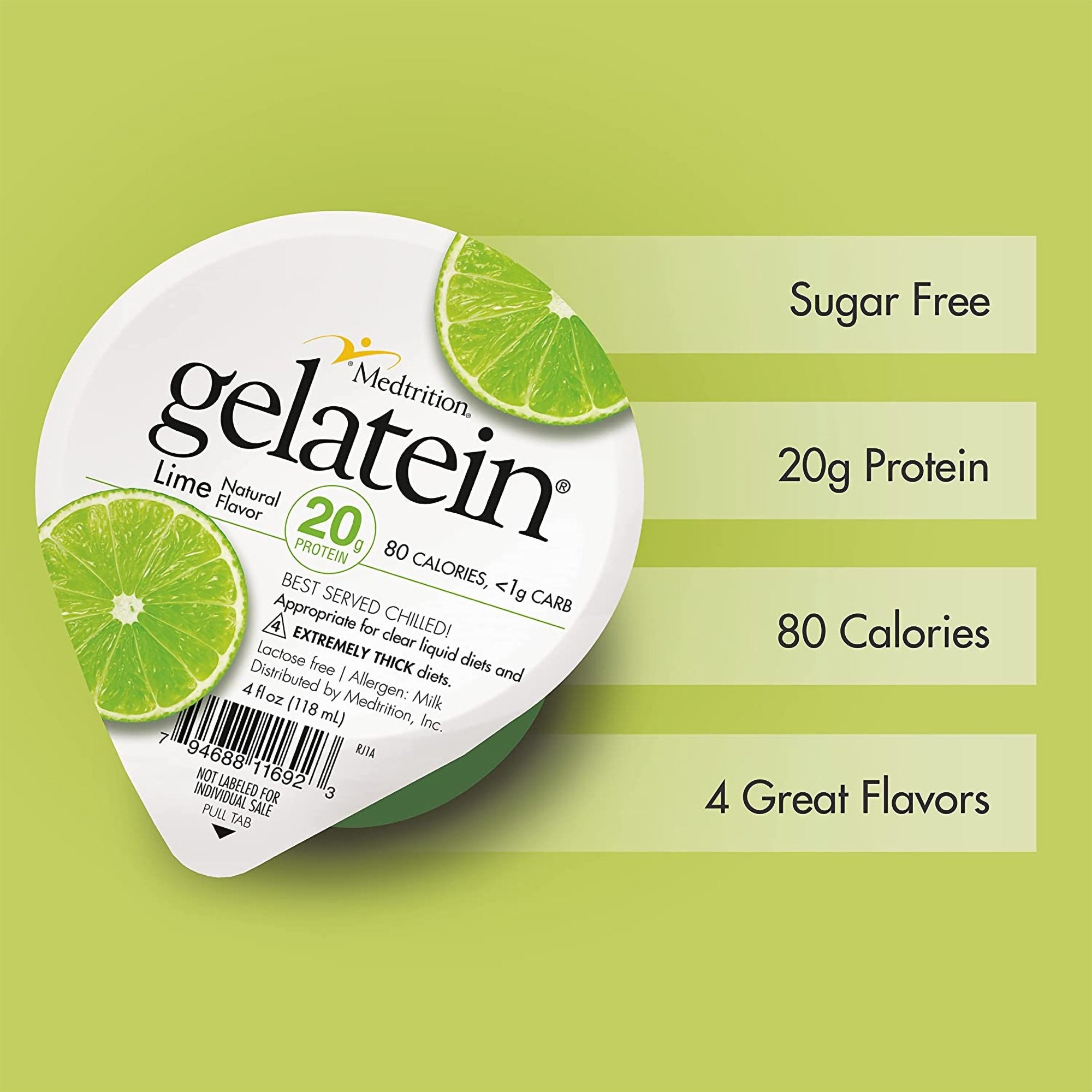 Oral Supplement Gelatein® Lime Flavor Gel 4 oz. Cup 11692