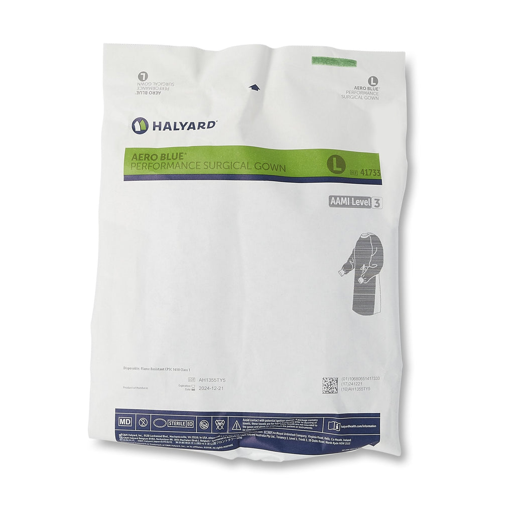O&M Halyard Inc AERO BLUE Surgical Gown with Towel, Large 41733, 1 Each