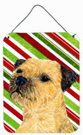 Border Terrier Candy Cane Holiday Christmas Wall or Door Hanging Prints Aluminum Metal Sign Kitchen Wall Bar Bathroom Plaque Home Decor Front Door Plaque, 12x16, Multicolor
