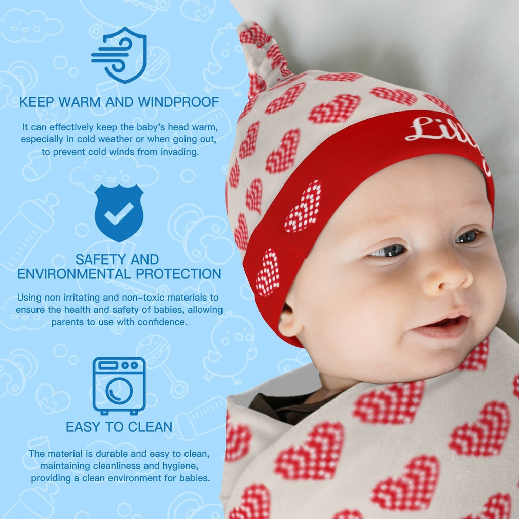 Personalized Baby Swaddle Blanket & Hat Set with Custom Name – Pixel Heart Design