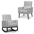 2-in-1 Fabric Upholstered Rocking Chair with Pillow