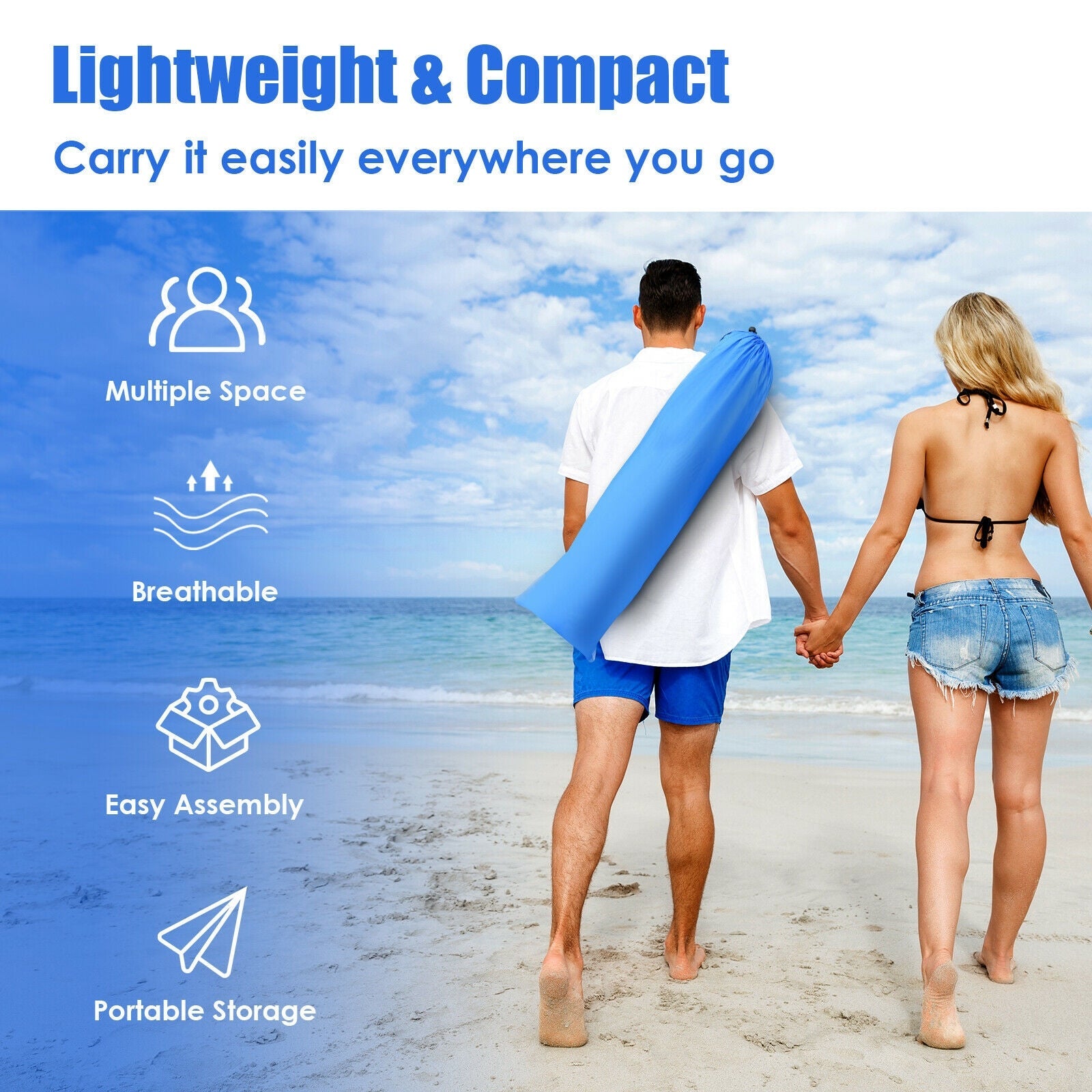 3-4 Person Easy Pop Up Beach Tent UPF 50+ Portable Sun Shelter