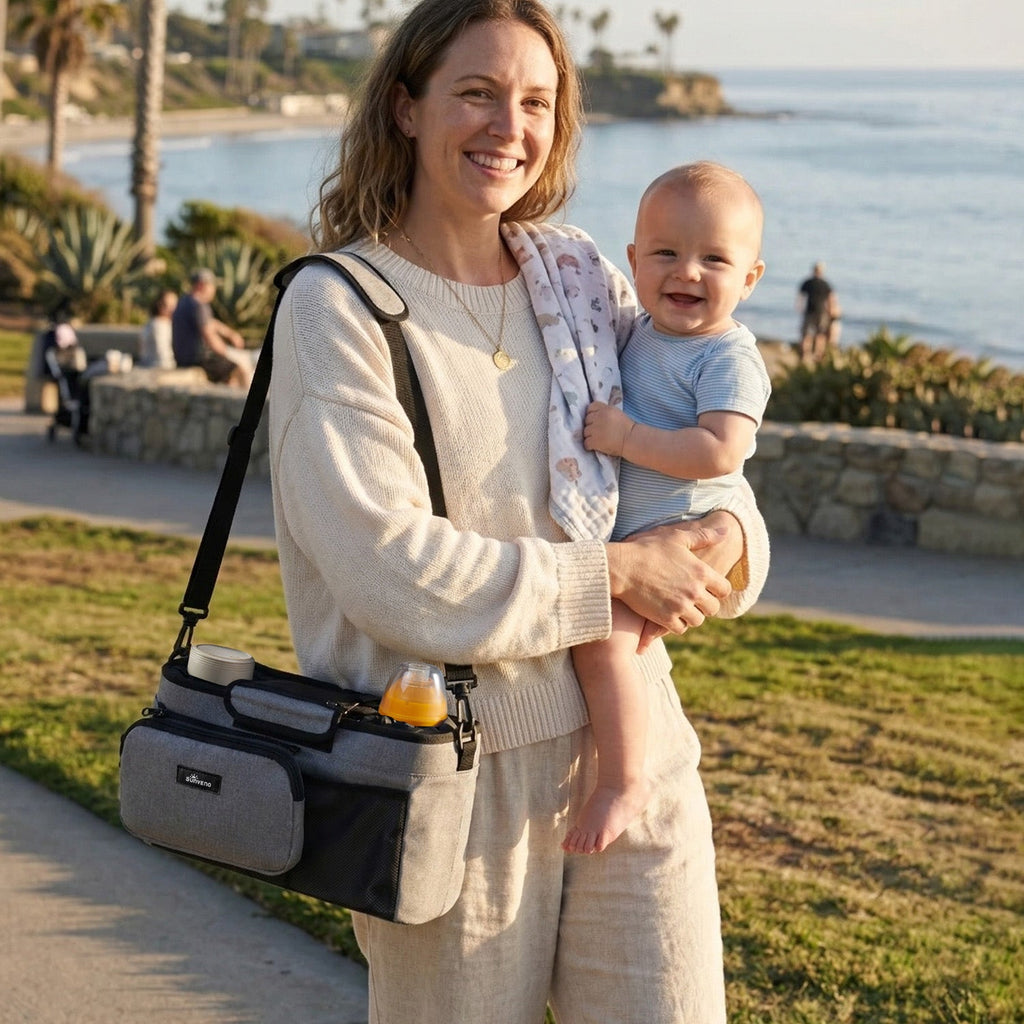 SUNVENO Universal Stroller Organizer with Insulated Cup Holder Detachable Phone Bag