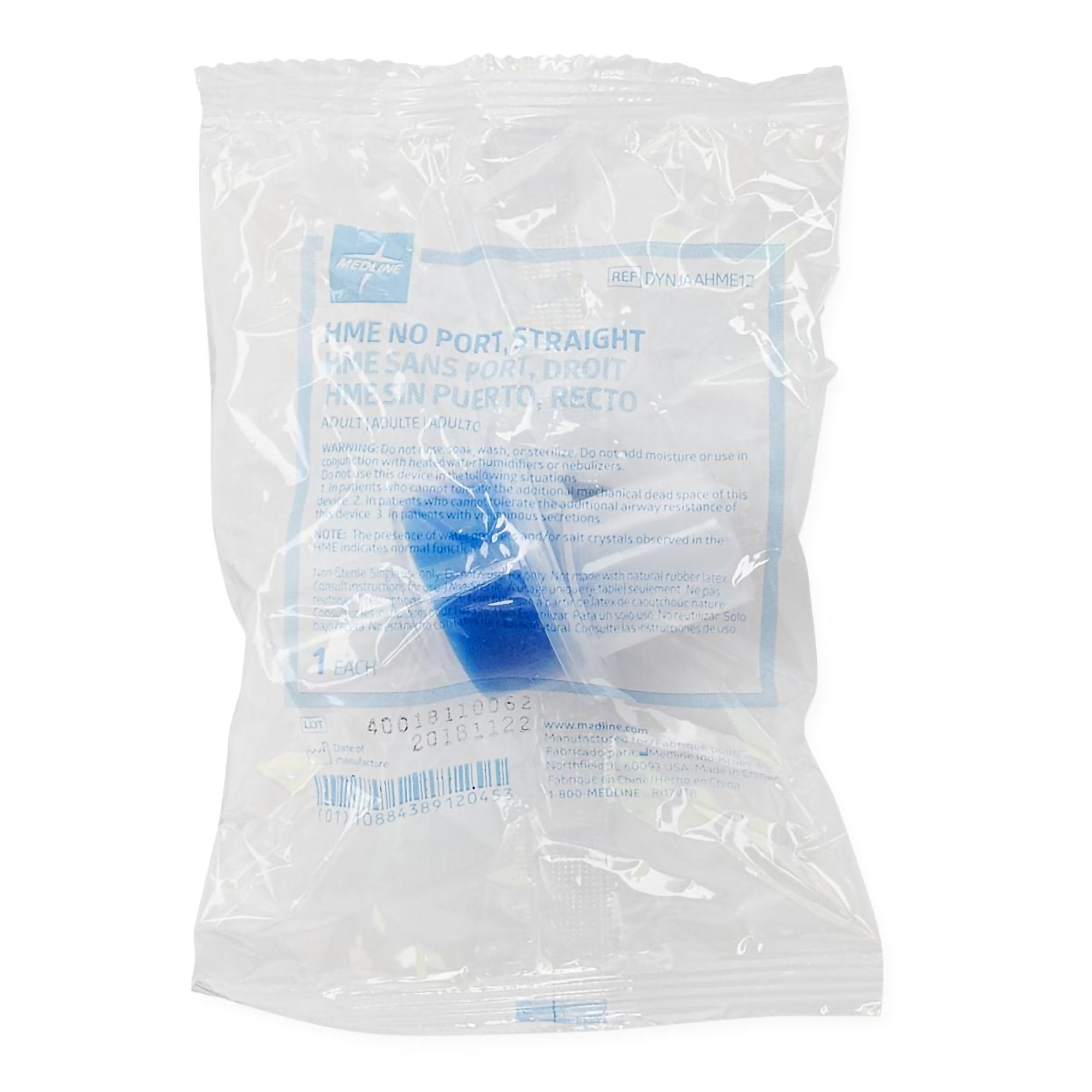 Heat and Moisture Exchanger Medline 33.7 mg H₂O/L @ VT 500 mL 0.6 cm H₂O @ 30 LPM DYNJAAHME12