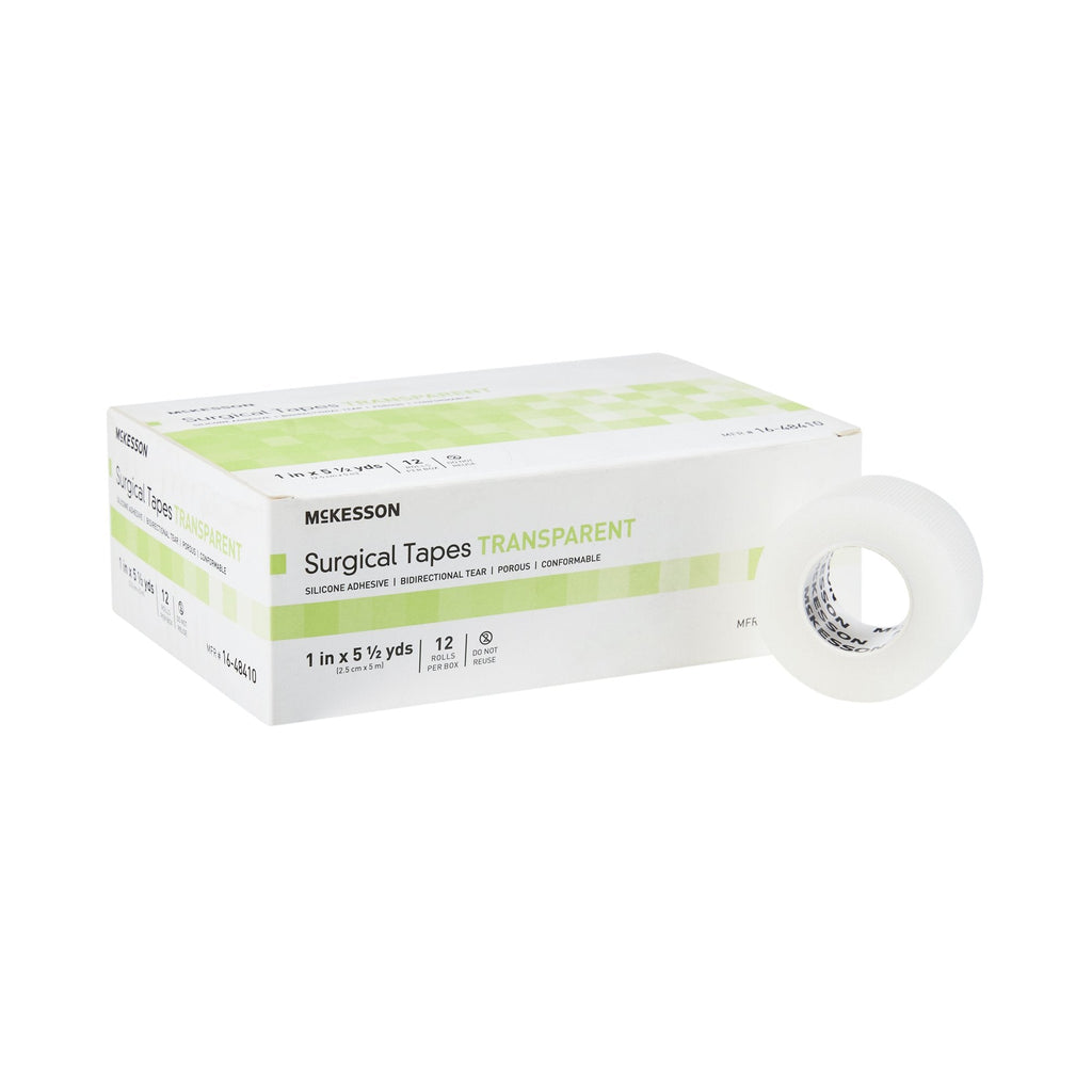 McKesson Silicone Medical Tape, 1 Inch x 5-1/2 Yard, Transparent 16-48410