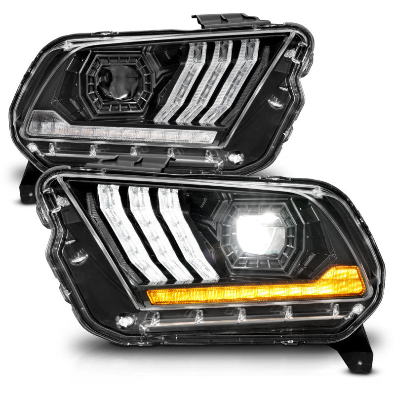 ANZO 13-14 Ford Mustang (w/ Factory HID/Xenon HL only) Projector Headlights w/Light Bar Black 121572