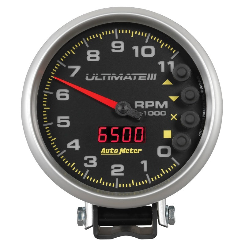 AutoMeter Gauge Tach 5in. 11K RPM Pedestal Datalogging Ultimate IIi Playback Black 6888