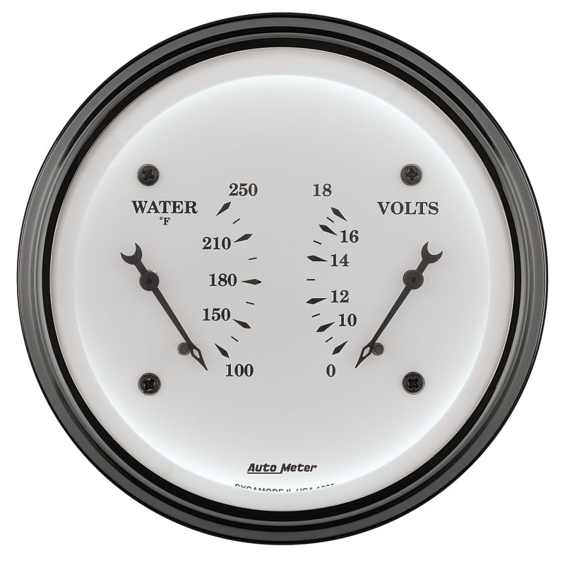 AutoMeter Gauge Dual Wtmp & Volt 3-3/8in. 250 Deg. F & 18V Elec Old Tyme White 1630