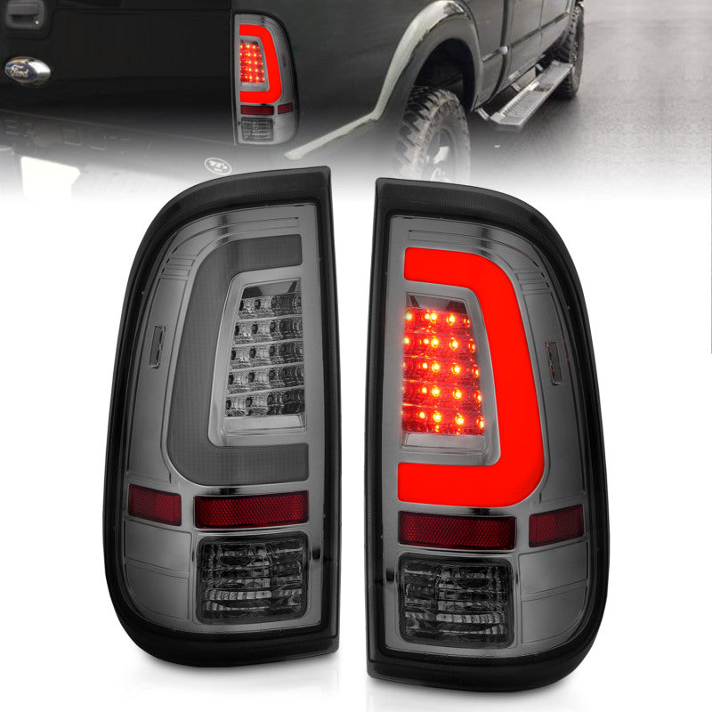 ANZO 2008-2016 Ford F-250 LED Taillights Chrome Housing Smoke Lens (Pair) 311357