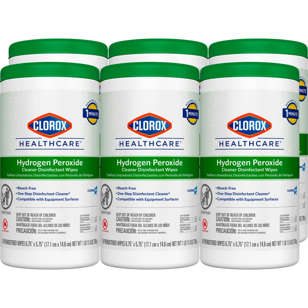 Clorox Healthcare® Hydrogen Peroxide Cleaner Disinfectant Wipes 6.75 x 5.75 Inch 30825