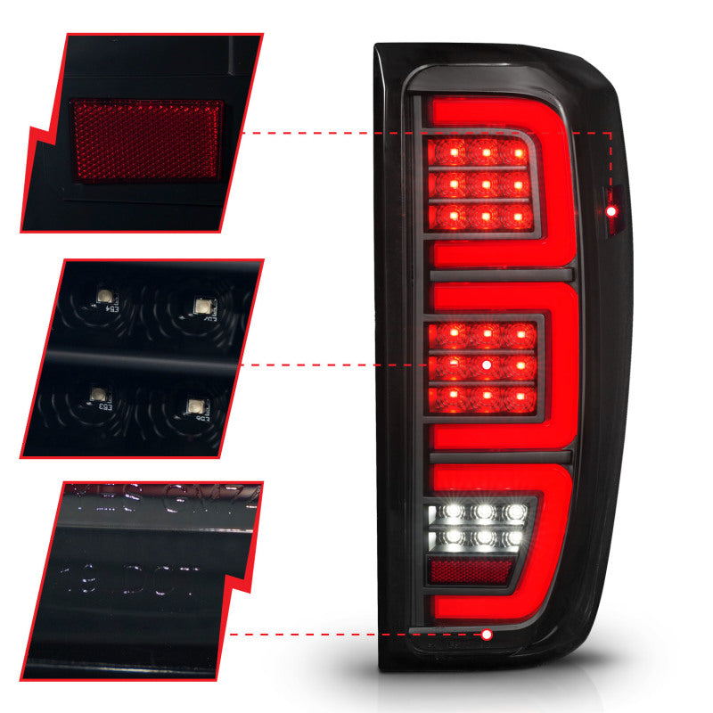 ANZO 19-23 GMC Sierra 1500/2500HD/3500HD Smoke Black Replacement Full LED Bar Tail Light 311458