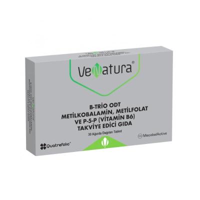 Venatura B-Trio: Advanced Vitamin B Complex - Methylcobalamin, Methylfolate, P-5-P for Enhanced Energy & Nerve Support - 30 Orally Disintegrating Tablets