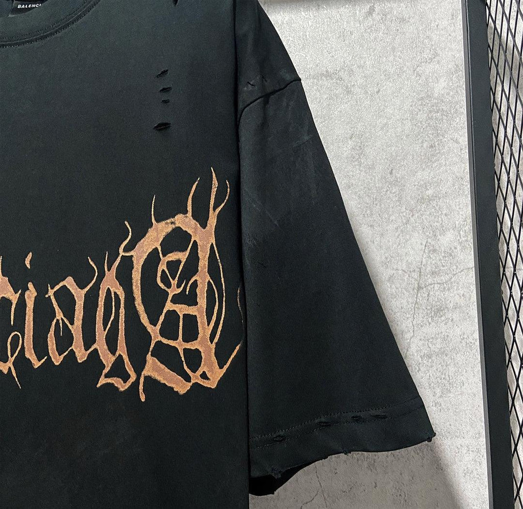 Balenciaga Faded Black T-Shirt Without Collar