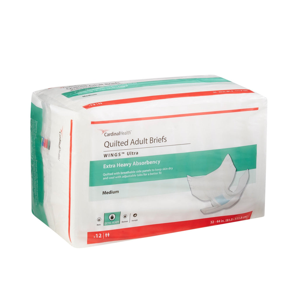 Wings™ Ultra Quilted Extra Heavy Absorbency Incontinence Brief, Medium 77073