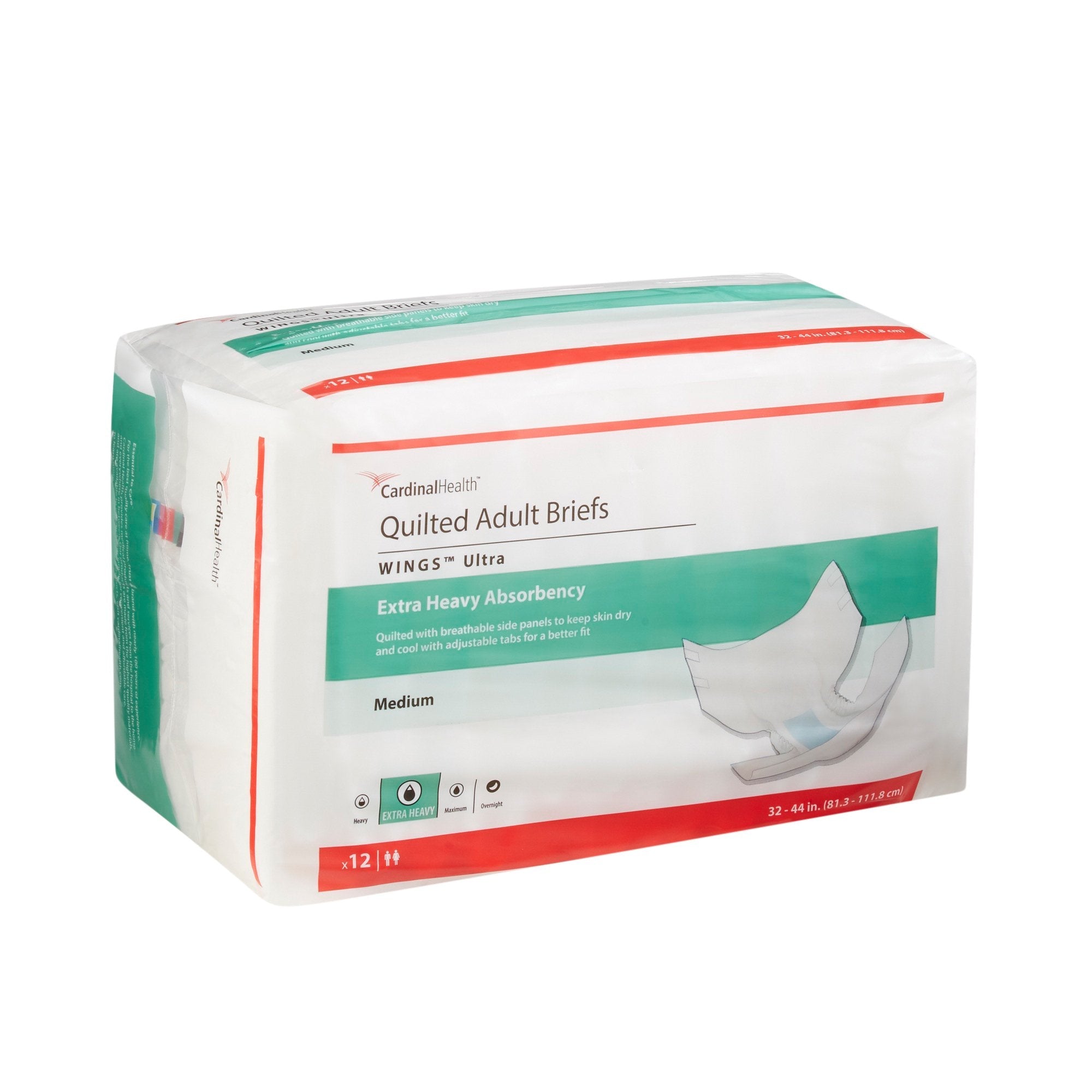 Wings™ Ultra Quilted Extra Heavy Absorbency Incontinence Brief, Medium 77073